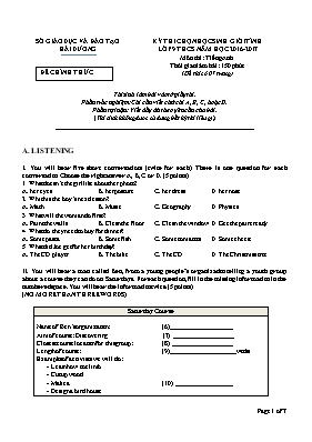 Đề thi học sinh giỏi tỉnh môn Tiếng Anh Lớp 9 - Năm học 2016-2017 - Sở GD & ĐT Hải Dương